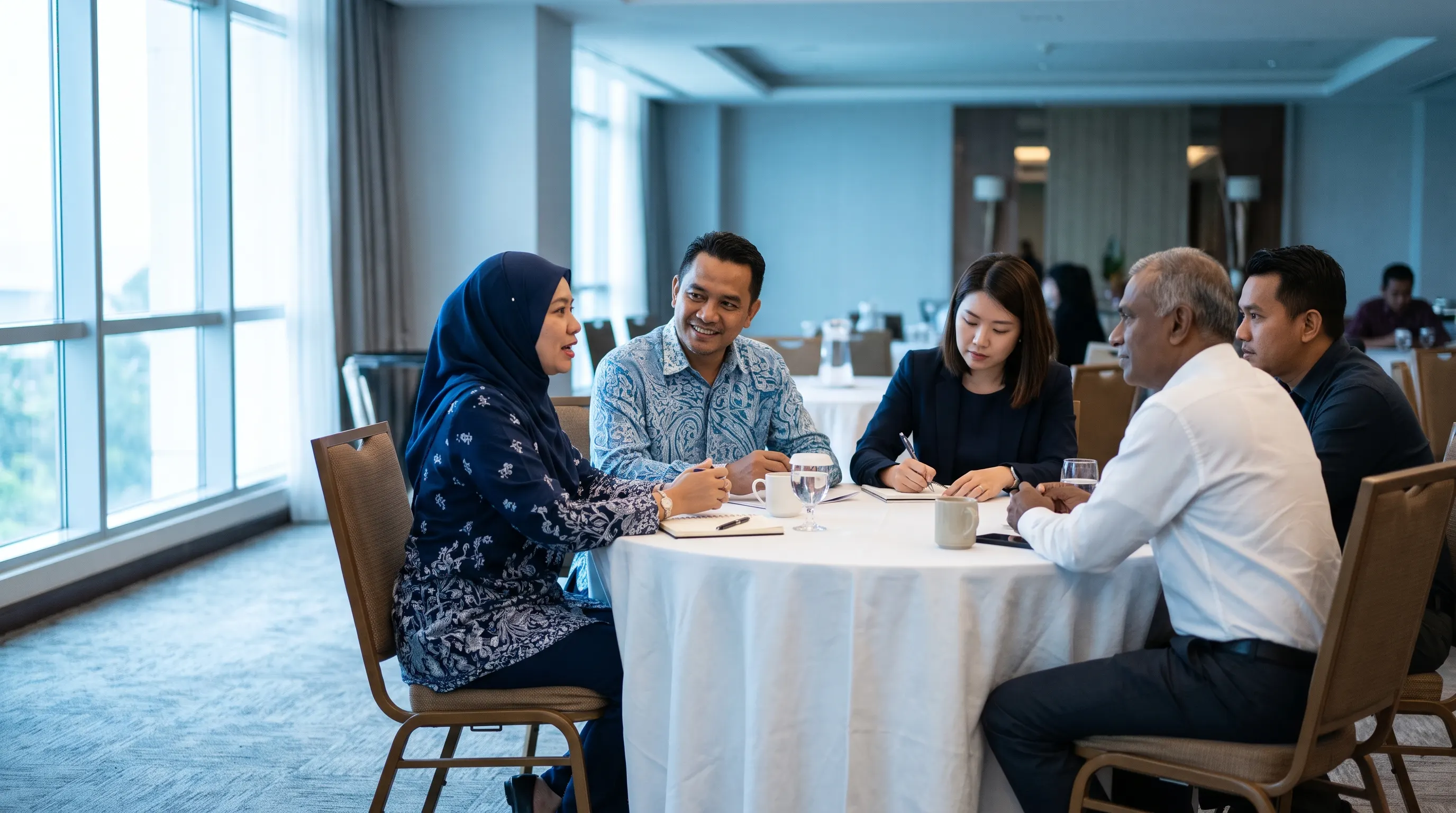 Malaysian professionals in discussion around a conference table